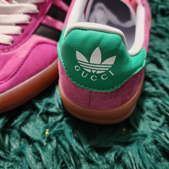 Adidas x Gucci Gazelle Sneakers Pink Green Black Collab Style Size 6.5 - Picture 5 of 11